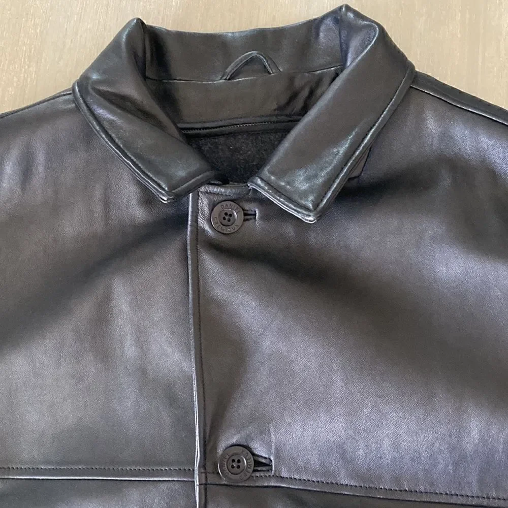 Daniel Cremieux Men’s Black Genuine Lamb Skin Leather Jacket Wool Lining Size L